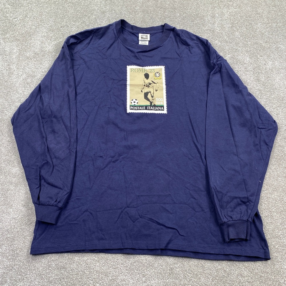 Simply For Sports XL Long Sleeve Navy Blue Italy Soccer Stamp T-Shirt